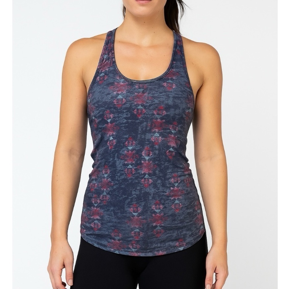Delia's Floral Sleeveless Tank Shirt Size XS Navy Pink Racerback